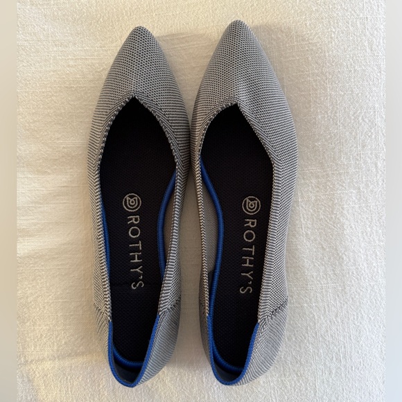 NEW Rothy’s Womens Points Pointed Toe Ballet Flat Classic Shoe 8.5 Cloud Grey - Picture 1 of 8